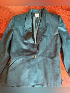 Vintage Country Suburbans Teal Green Faux Suede Blazer Union 80s Sz 12 Jacket